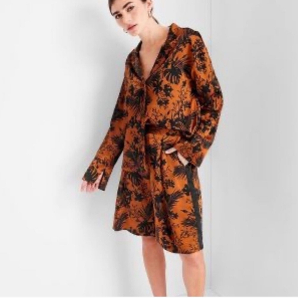 Future Collective Kahlana Barfield Brown Floral Black & Orange Women's Shorts